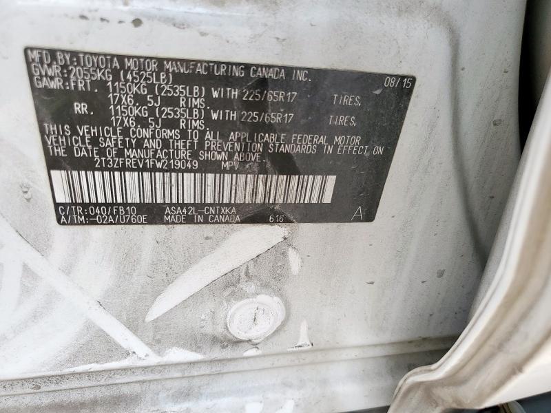 2015 TOYOTA RAV4 LE 2T3ZFREV1FW219049