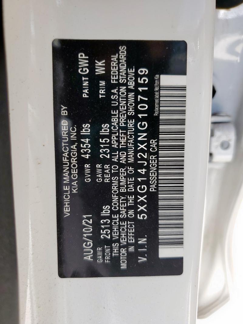 2022 KIA K5 LXS 5XXG14J2XNG107159