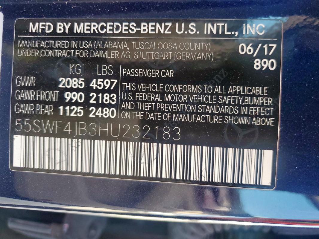 2017 MERCEDES-BENZ C 300 55SWF4JB3HU232183