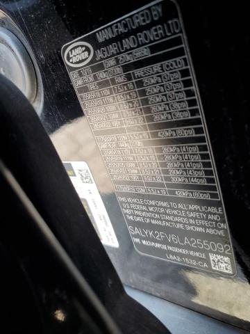 2020 LAND ROVER RANGE ROVE SALYK2FV6LA255092