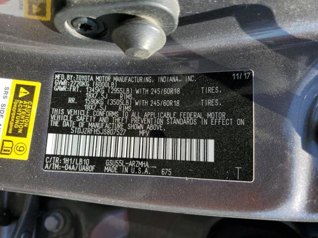 2018 TOYOTA HIGHLANDER SE 5TDJZRFH5JS807527