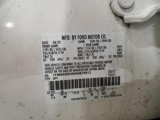 2022 FORD EXPLORER X - 1FMSK8DH9NGB79912