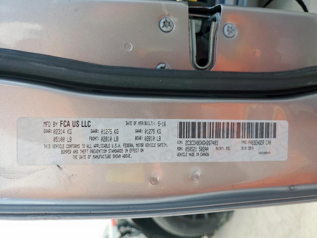 2016 DODGE CHARGER SE 2C3CDXBGXGH267483