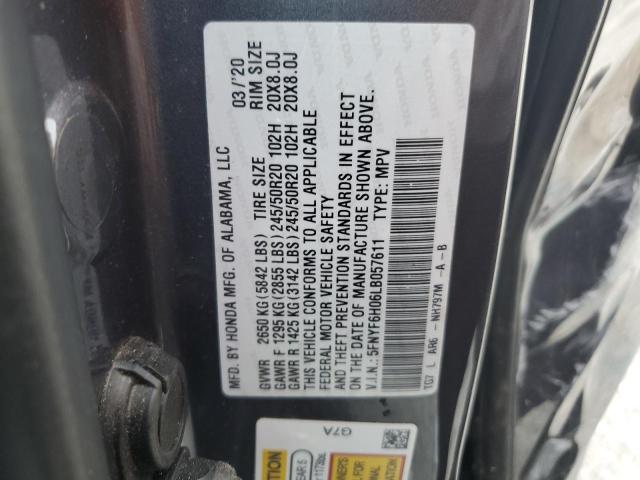 2020 HONDA PILOT ELITE 5FNYF6H06LB057611
