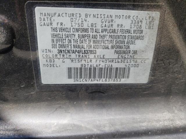 2015 NISSAN VERSA 3N1CN7AP4FL837853