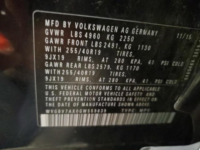 2016 VOLKSWAGEN TIGUAN S WVGBV7AX0GW559839