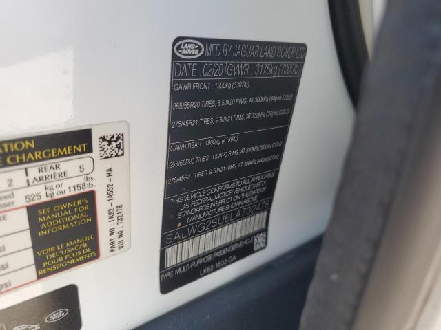 2020 LAND ROVER RANGE ROVE SALWG2SU6LA732478
