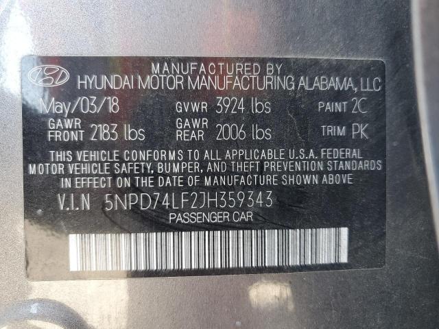2018 HYUNDAI ELANTRA SE 5NPD74LF2JH359343