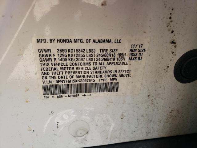 2017 HONDA PILOT EXL #3279705923