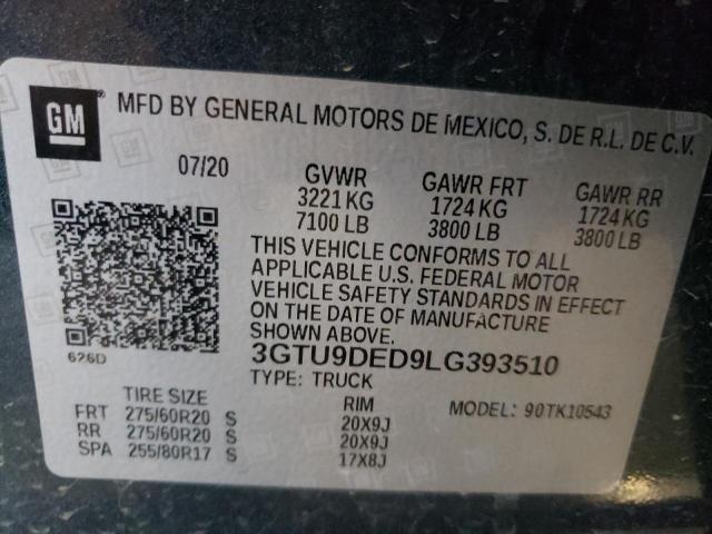 2020 GMC SIERRA K15 3GTU9DED9LG393510