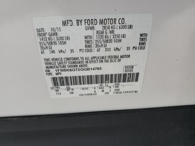 2016 FORD EXPLORER SPORT 1FM5K8GT0GGB14785