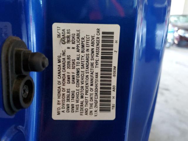2017 HONDA CIVIC SI 2HGFC3A50HH751444