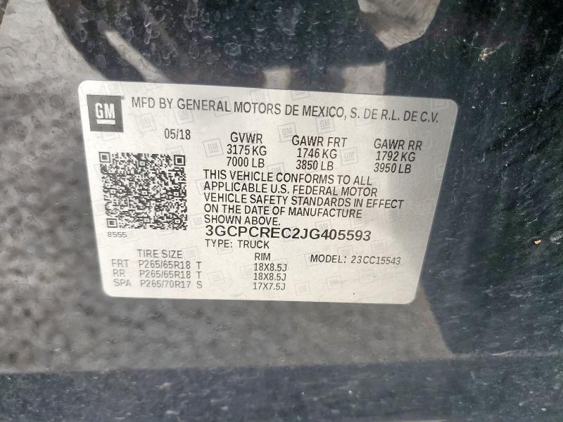 2018 CHEVROLET SILVERADO C1500 LT 3GCPCREC2JG405593