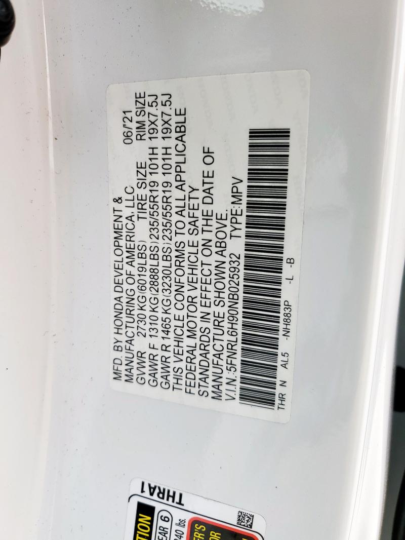 2022 HONDA ODYSSEY EL - 5FNRL6H90NB025932