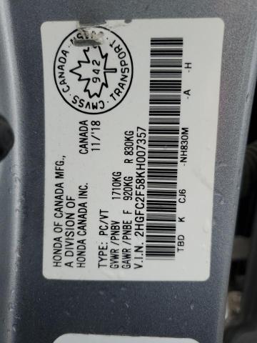 2019 HONDA CIVIC LX 2HGFC2F58KH007357