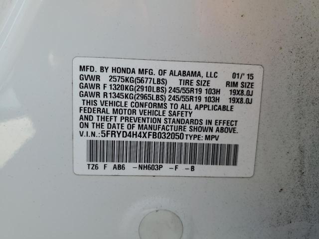 2015 ACURA MDX TECHNO 5FRYD4H4XFB032050