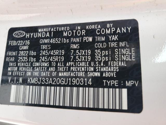 2016 HYUNDAI TUCSON LIM KM8J33A20GU190314