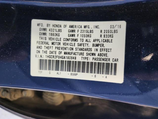 2016 HONDA ACCORD EXL 1HGCR2F94GA180948