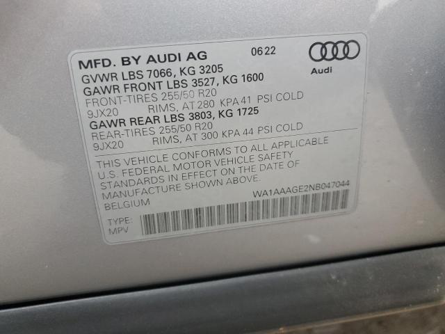 2022 AUDI E-TRON PRE WA1AAAGE2NB047044