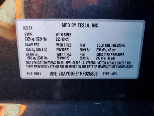 2024 TESLA MODEL Y 7SAYGDEE1RF025808