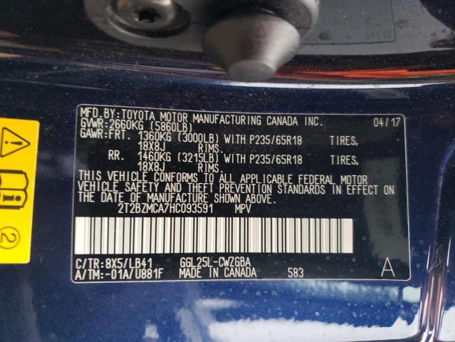 2017 LEXUS RX 350 BASE 2T2BZMCA7HC093591