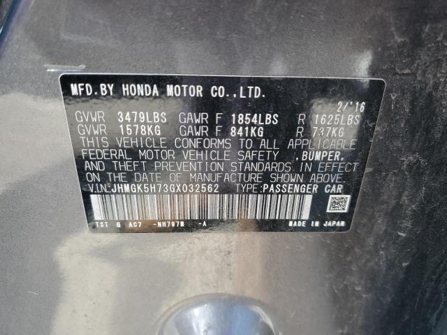 2016 HONDA FIT EX JHMGK5H73GX032562