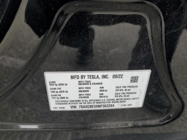 2022 TESLA MODEL X 7SAXCBE59NF363284