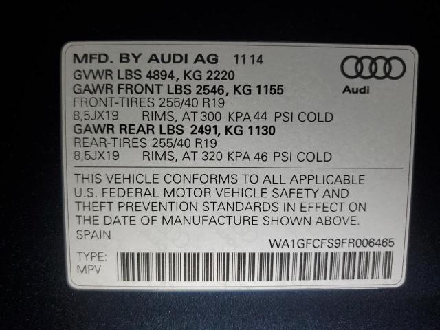 2015 AUDI Q3 PRESTIG WA1GFCFS9FR006465