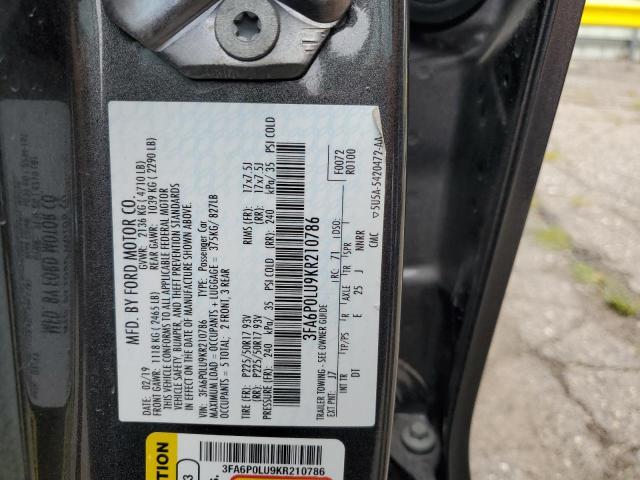 2019 FORD FUSION SE 3FA6P0LU9KR210786