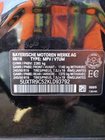 2019 BMW X3 XDRIVE3 5UXTR9C52KLD93792