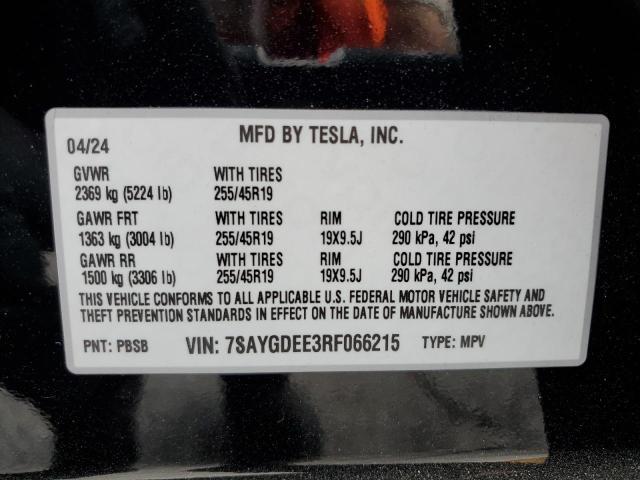 2024 TESLA MODEL Y 7SAYGDEE3RF066215