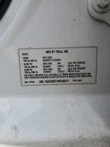 2022 TESLA MODEL Y 7SAYGDEF4NF460311