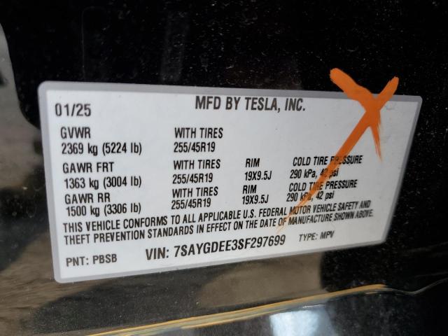 2025 TESLA MODEL Y 7SAYGDEE3SF297699