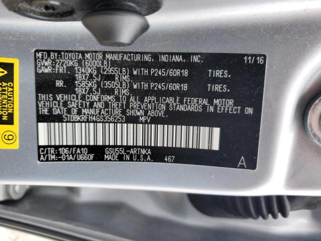 2016 TOYOTA HIGHLANDER 5TDBKRFH4GS356253