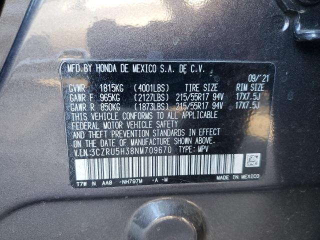 2022 HONDA HR-V LX 3CZRU5H38NM709670