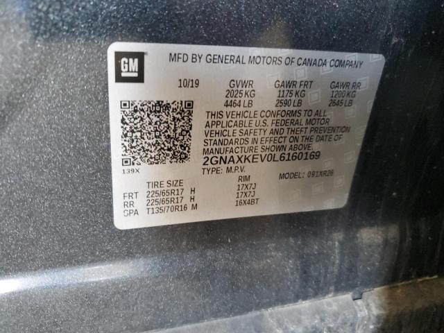 2020 CHEVROLET EQUINOX LT 2GNAXKEV0L6160169