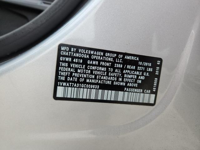 2016 VOLKSWAGEN PASSAT S 1VWAT7A31GC009633