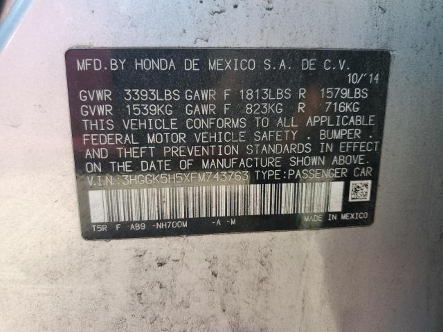 2015 HONDA FIT LX 3HGGK5H5XFM743763