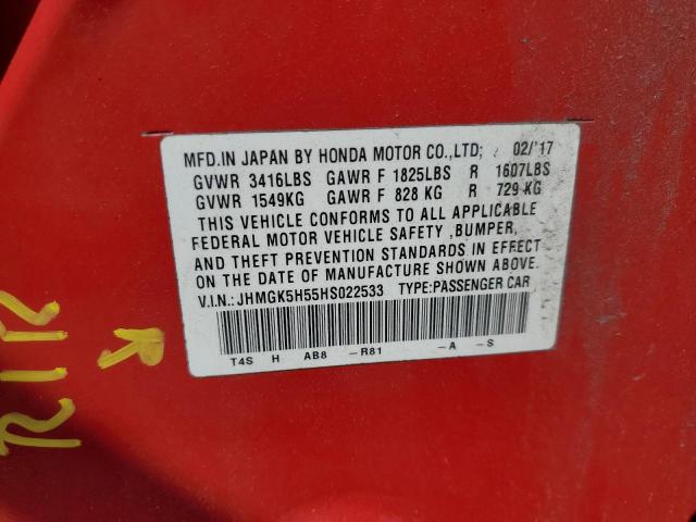 2017 HONDA FIT LX JHMGK5H55HS022533