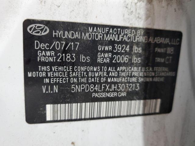 2018 HYUNDAI ELANTRA SEL 5NPD84LFXJH303213