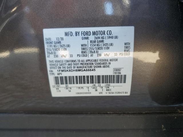 2021 FORD EXPLORER X 1FMSK8DH8MGA66645