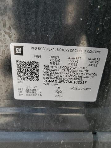 2021 CHEVROLET EQUINOX LT 2GNAXUEV7M6102217