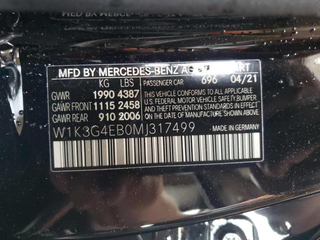 2021 MERCEDES-BENZ A 220 W1K3G4EB0MJ317499