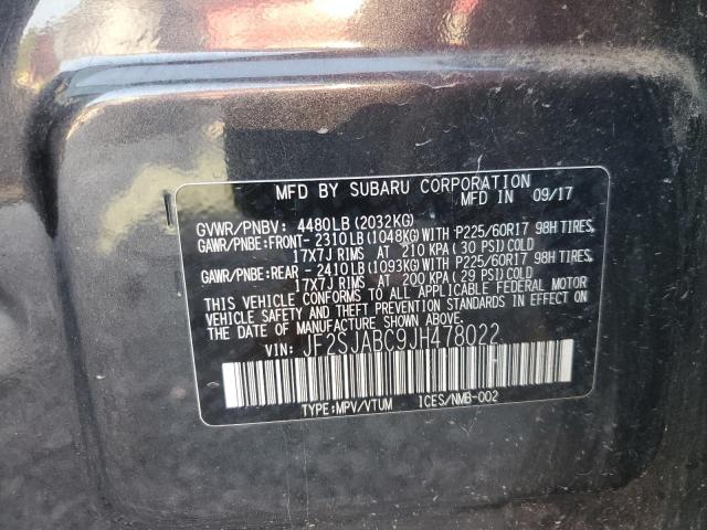 2018 SUBARU FORESTER 2 JF2SJABC9JH478022