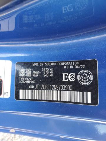 2022 SUBARU BRZ LIMITE JF1ZDBE12N9703990