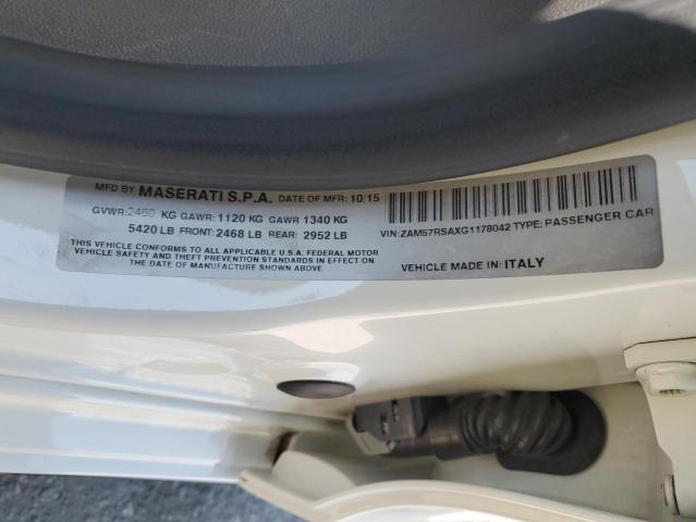2016 MASERATI GHIBLI S ZAM57RSAXG1178042
