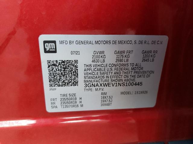 2022 CHEVROLET EQUINOX RS 3GNAXWEV1NS100445