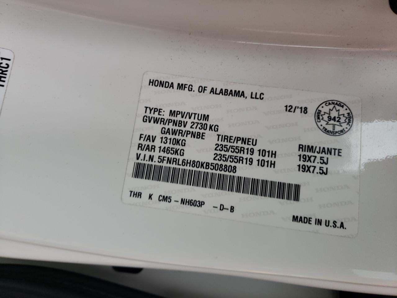 HONDA ODYSSEY TOURING