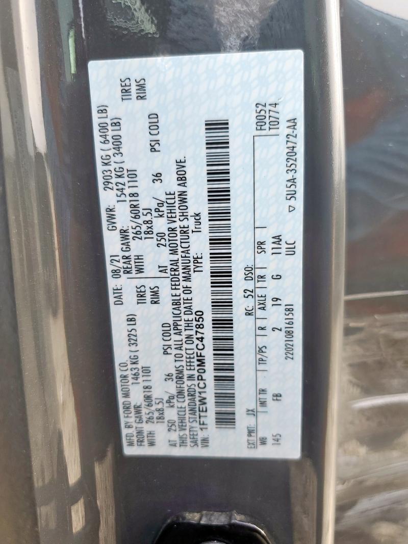 2021 FORD F150 SUPER 1FTEW1CP0MFC47850