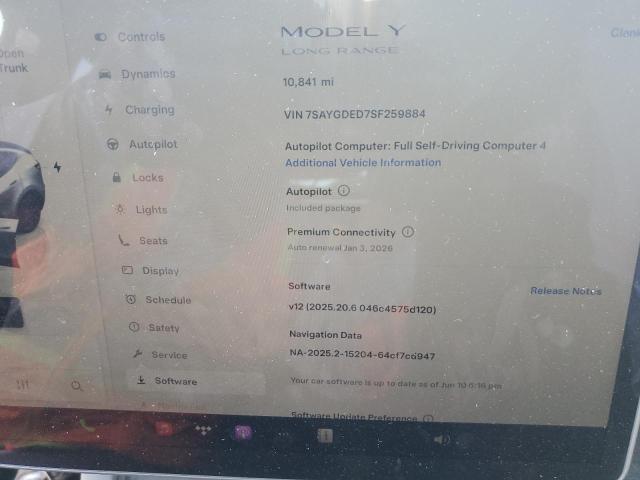 2025 TESLA MODEL Y 7SAYGDED7SF259884